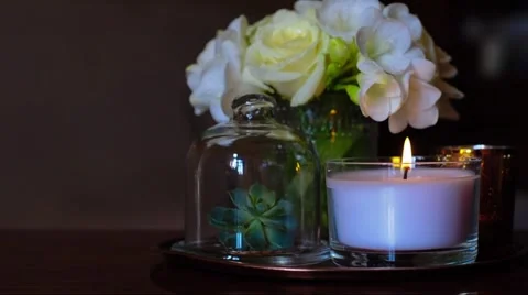 Vintage home decor on an a table Stock Footage 48137729