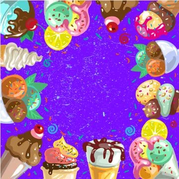 Vintage Ice Cream frame. Vector illustration. Stock Illustration