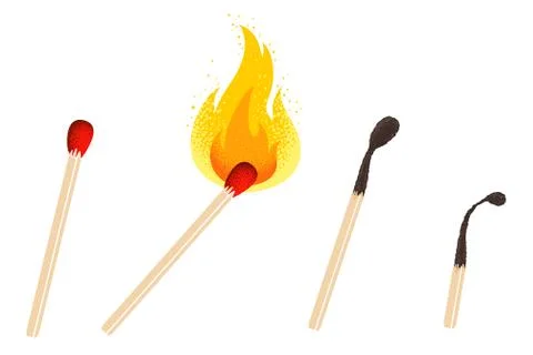 Vintage icon of match with flame Illustration