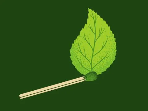 Vintage icon of match with leaf Иллюстрация