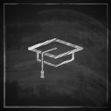 Vintage illustration with graduation cap sign on blackboard background. Stock Illustration