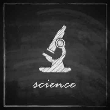 Vintage illustration with microscope on blackboard background. science concept Stock Illustration