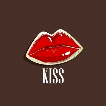 Vintage illustration with red lips Stock Illustration