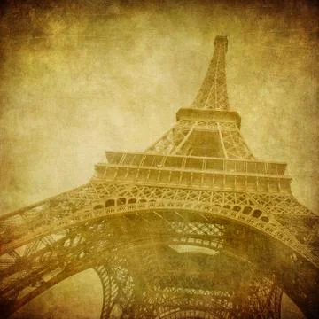 Vintage image of eiffel tower, paris, france Illustrazione stock