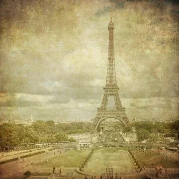 Vintage image of eiffel tower, paris, france Illustrazione stock