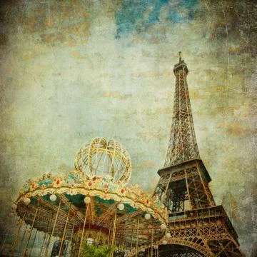 Vintage image of eiffel tower, paris, france Illustrazione stock