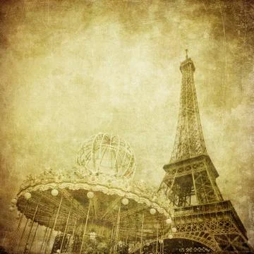 Vintage image of eiffel tower, paris, france Illustrazione stock
