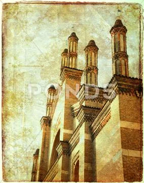 Vintage image of gothic church Stock Illustration