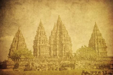 Vintage image of prambanan temple, java, indonesia. Foto stock