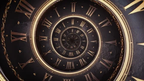 Vintage infinite spiral clock. Looping seamless 3d video animation Stock Footage 318790895