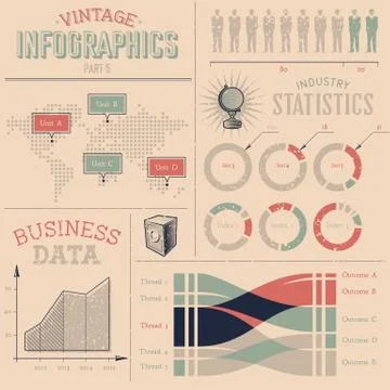 Vintage infographics design elements Stock Illustration