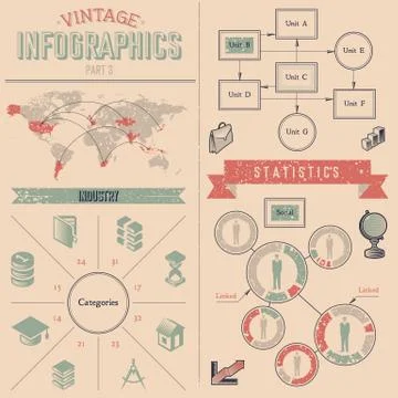Vintage infographics design elements Stock Illustration