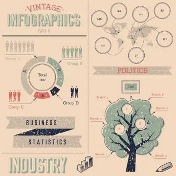Vintage infographics design elements Stock Illustration