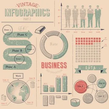 Vintage infographics design elements Stock Illustration