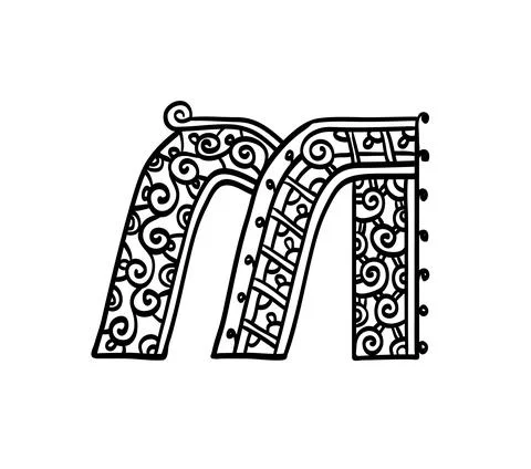 Vintage initial letter M. Stock Illustration