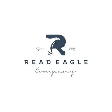 Vintage initial letter R with Eagle logo design Illustrazione stock