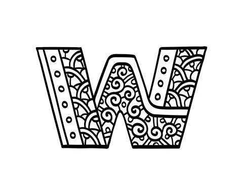 Vintage initial letter W. Illustrazione stock