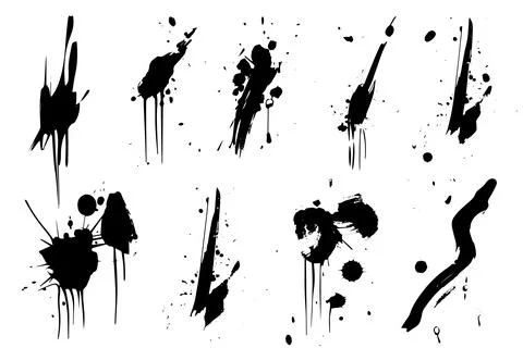 Vintage Ink Stroke Vector Set: Abstract Grunge Design Stripe Elements. Stock Illustration