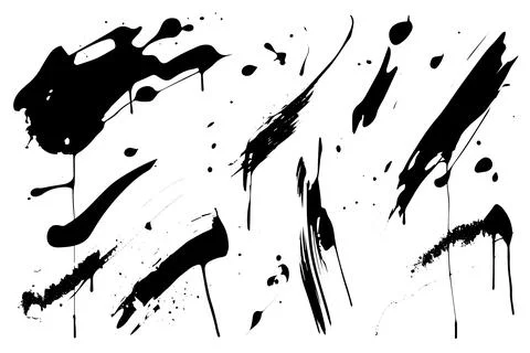 Vintage Ink Stroke Vector Set: Abstract Grunge Design Stripe Elements. Stock Illustration