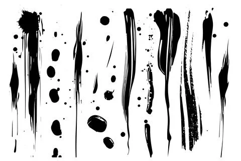 Vintage Ink Stroke Vector Set: Abstract Grunge Design Stripe Elements. Stock Illustration