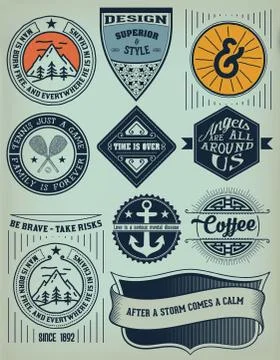 Vintage Insignias / logotypes set. Vector design elements, logos, identity, o Illustrazione stock