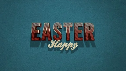 Vintage-inspired Happy Easter design on a blue background Video stock 267019285