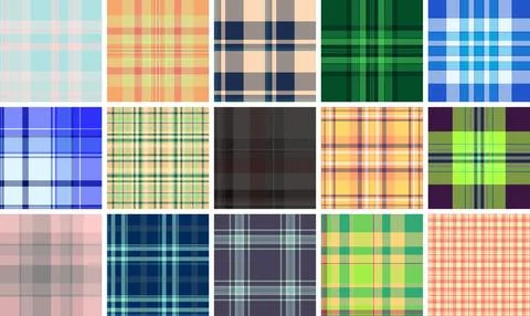 Vintage inspired plaid pattern pack in vector format. Seamless tartan repea.. 스톡 일러스트
