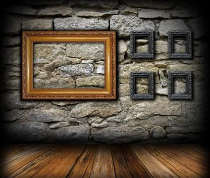 Vintage interior backdrop with wooden frames イラスト素材
