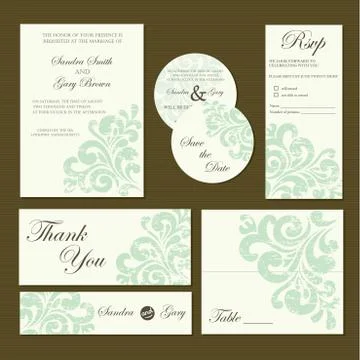 Vintage invitation set Stock Illustration