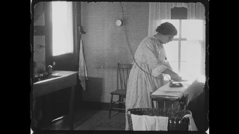 Vintage Ironing Stock Footage 129043205