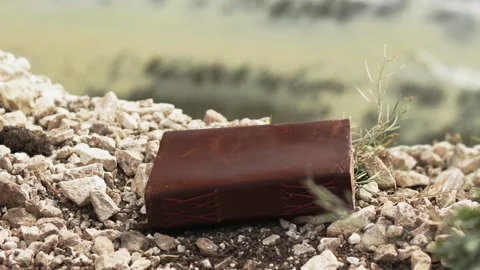 Vintage Journal On Edge Of Cliff Stock Footage 282443866