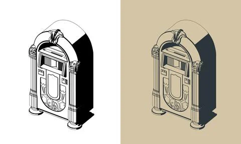 Vintage jukebox isometric illustrations Stock Illustration