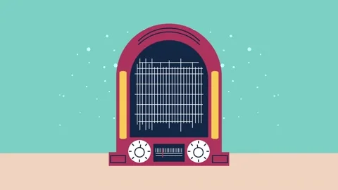Vintage jukebox with musical equalizer graphic motion and small particles f.. Vídeos de archivo 333426733