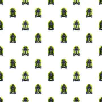 Vintage jukebox repeating pattern on white background Stock Illustration