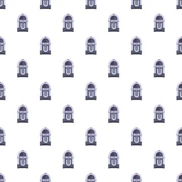 Vintage jukeboxes creating seamless retro music pattern 库存插图