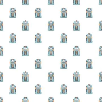 Vintage jukeboxes creating a seamless retro music pattern Stock Illustration