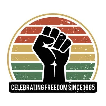Vintage Juneteenth Freedom Sunset Vector Stock Illustration
