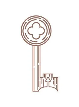 Vintage key in the Gothic style. Magic items, fantasy, boho. Halloween Stock Illustration