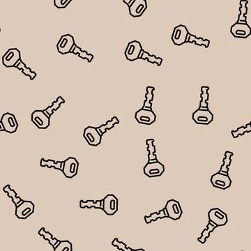 Vintage key line vector seamless pattern Stock Illustration
