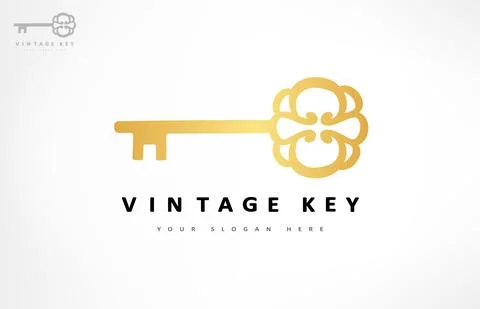 Vintage key logo vector design Stock Illustration