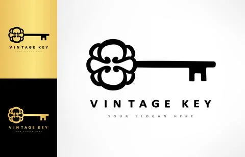 Vintage key logo vector design Stock Illustration