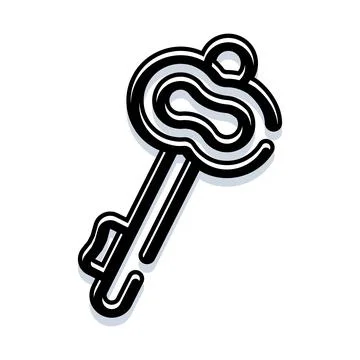 Vintage key unlocking success solution and access concept Illustrazione stock