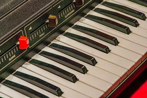 Vintage Keyboard with Control Panel and Dark Case Stock Photos