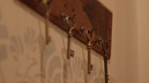 Vintage keys hanging Stock Footage 40635352