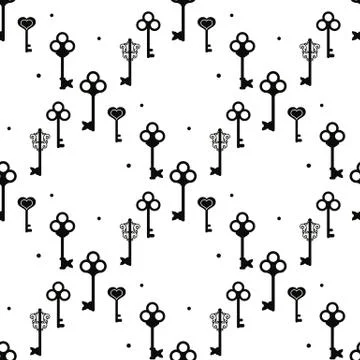 Vintage keys pattern. Seamless background with old keys. eps10 Stock Illustration
