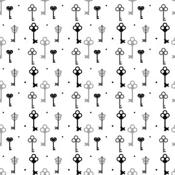 Vintage keys pattern. Seamless background with old keys. eps 10 Stock Illustration