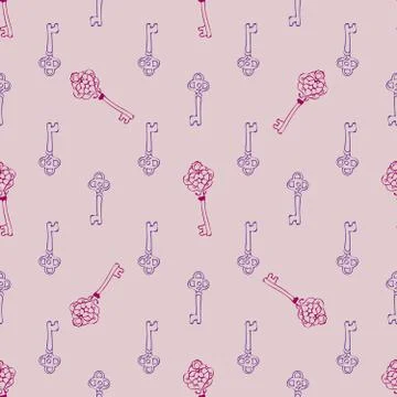 Vintage keys seamless pattern Stock Illustration