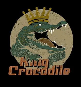 Vintage, king crocodile vectör graphics.print design for t shirts Stock Illustration