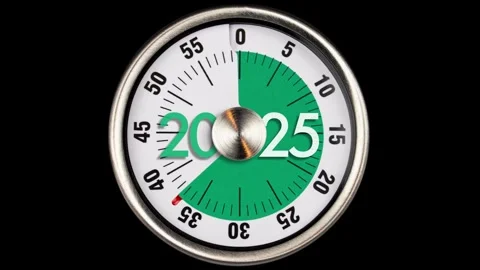 Vintage kitchen counter countdown 2025 to 2026 egg timer analog red watchface Stock Footage 261612967