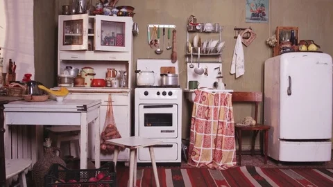 Vintage Kitchen Interior Stock Footage 74406610